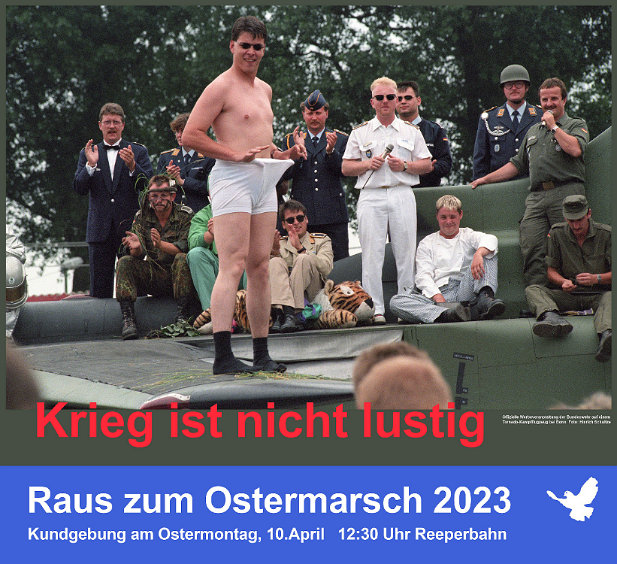 Ostermarsch 2023 lustig 1995 Bonn Werbeveranstaltung der Bundeswehr auf einem Tornado-Kampfflugzeug